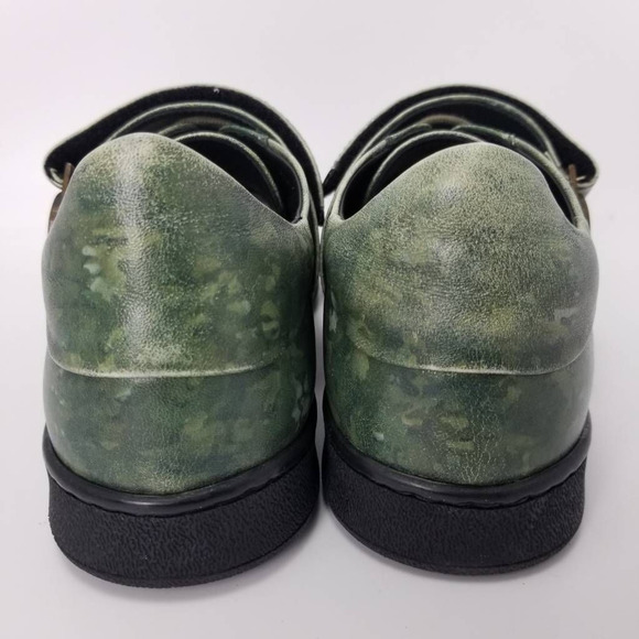 Versace Versus Camo Green Leather Strap Low Top Sneakers Lion Head FSX005C Sz 39 - Picture 7 of 12